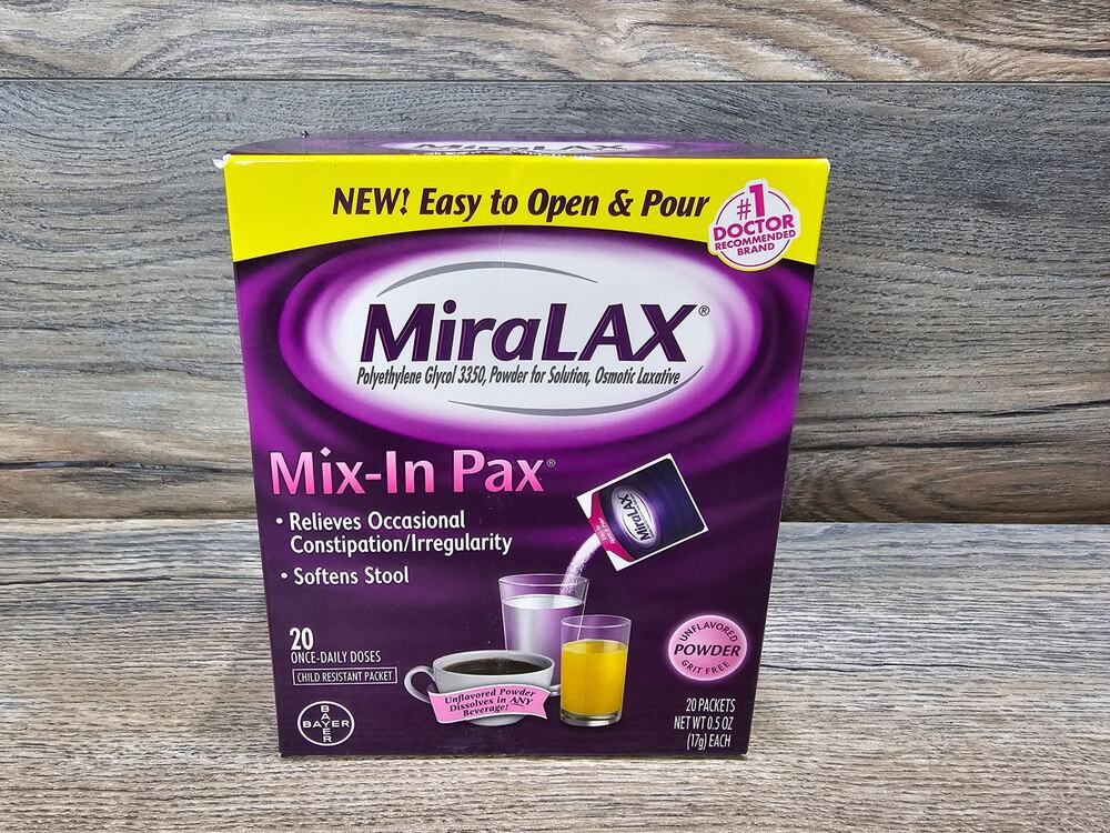 MiraLAX Unflavored Osmotic Laxative Powder Mix-In Pax -20 x 0.5oz PKs